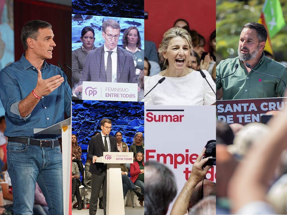 Líderes políticos del PSOE, PP, VOX y Sumar